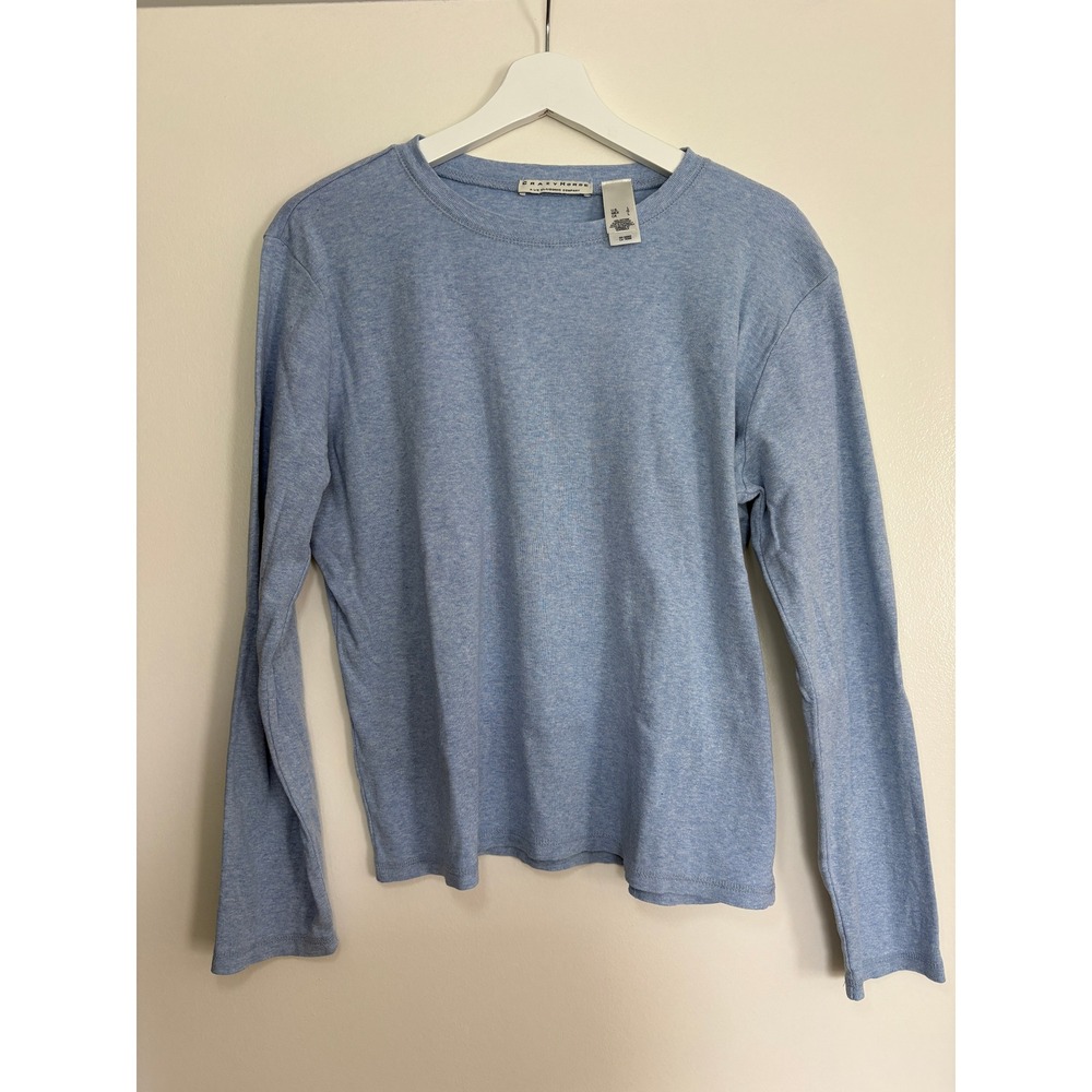 Crazy Horse Long Sleeve T-Shirt Large Blue Heather Liz Claiborne Cotton Tee